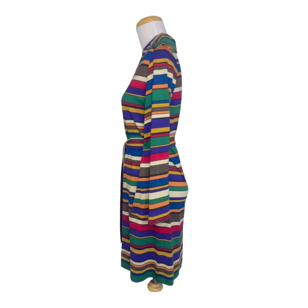 Sunny South Fashions of Dallas Striped Silk Knit Dress Vintage 1970s Rainbow - Picture 6 of 12